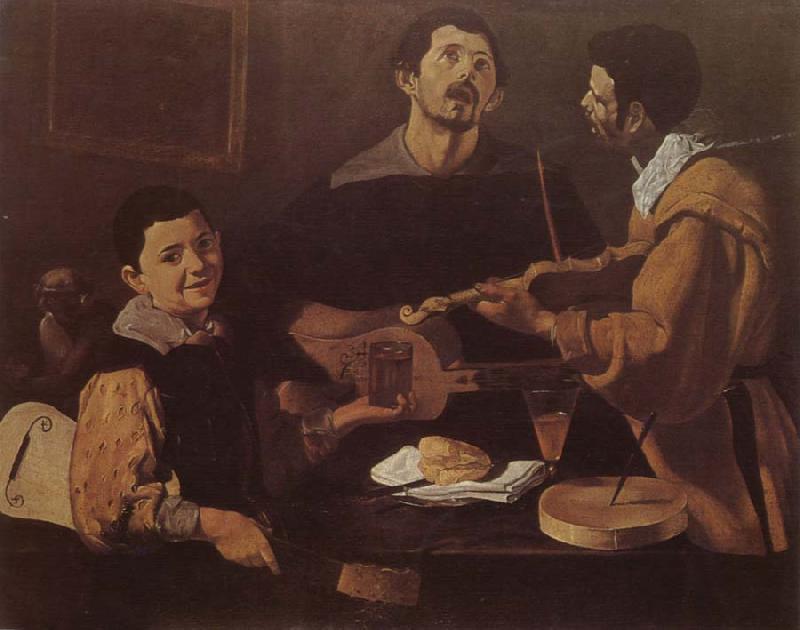 VELAZQUEZ, Diego Rodriguez de Silva y Three musician France oil painting art
